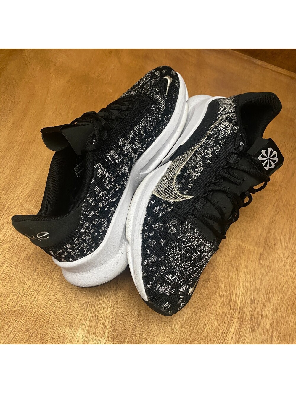 Nike SuperRep Go 3 Flyknit Running Shoes Womens Sz 10 Black White Oreo Sneakers